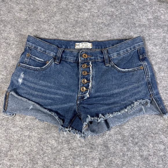 Free People Pants - Free People Short Size 25 Blue Denim We The Free Loving Good Vibrations Cutoffs